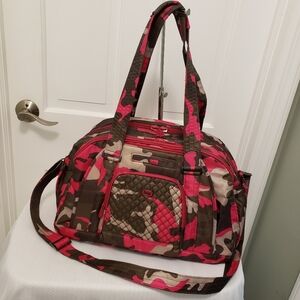 Lug Propeller Large Pink & Gray Camouflage Print Travel Gym Bag